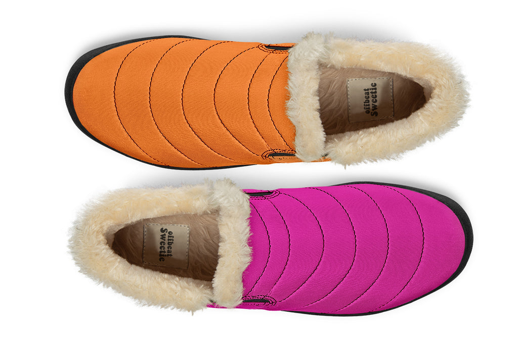 Pink And Orange Mismatch Winter Shoes - Offbeat Sweetie