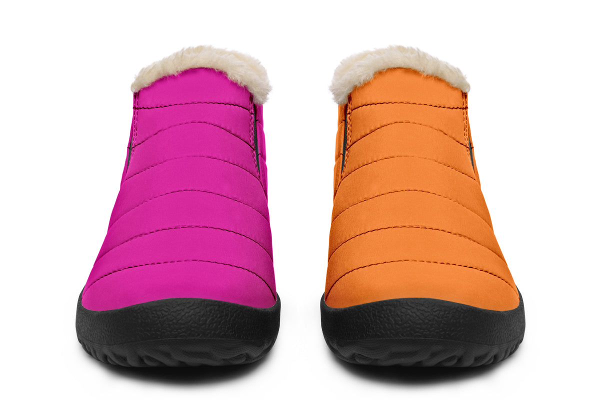 Pink And Orange Mismatch Winter Shoes - Offbeat Sweetie