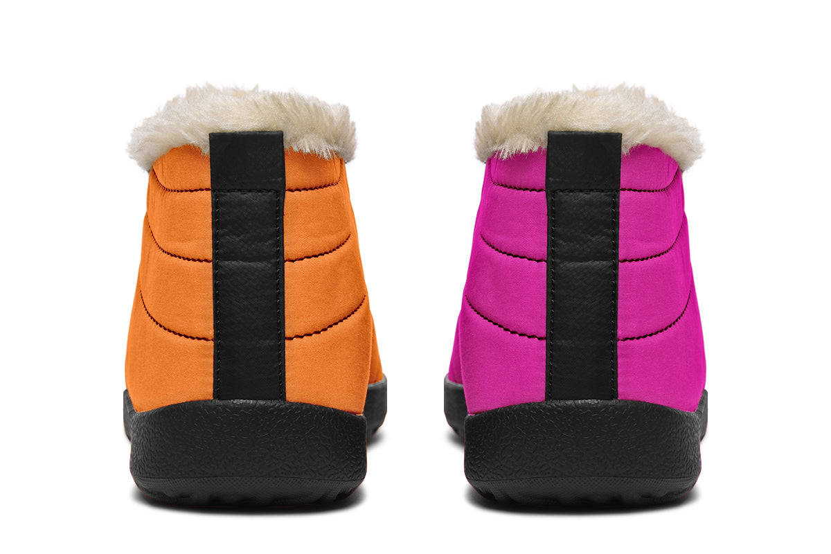 Pink And Orange Mismatch Winter Shoes - Offbeat Sweetie