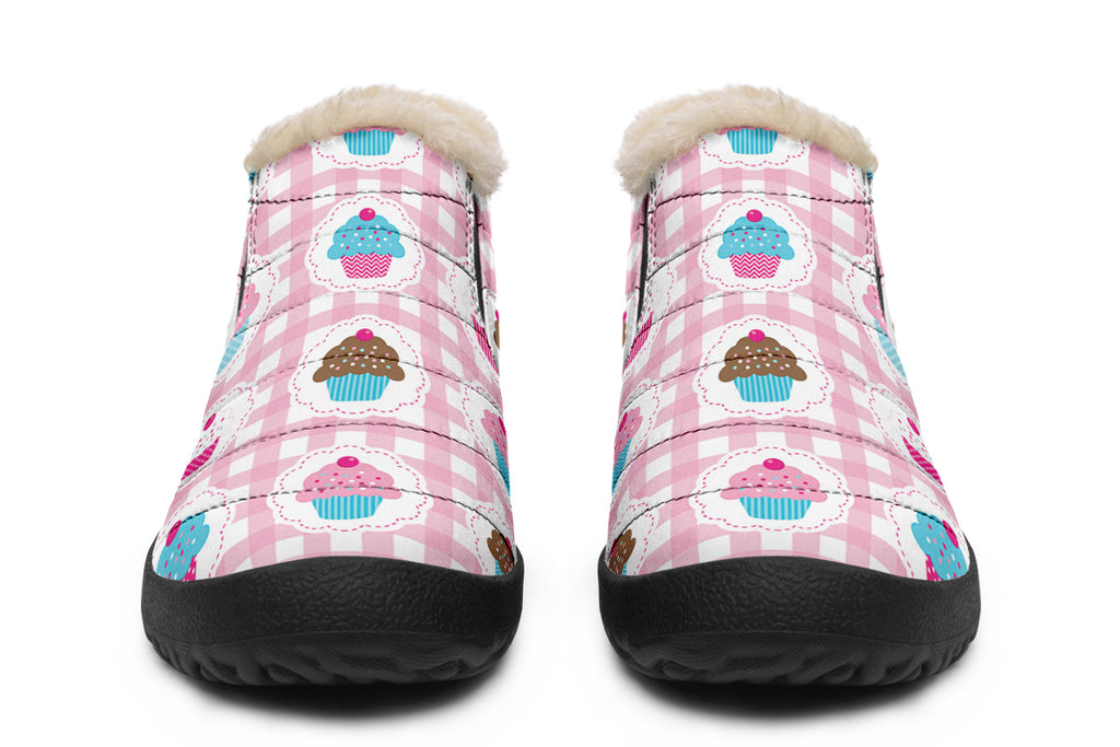 Pink Gingham Cupcakes Winter Shoes