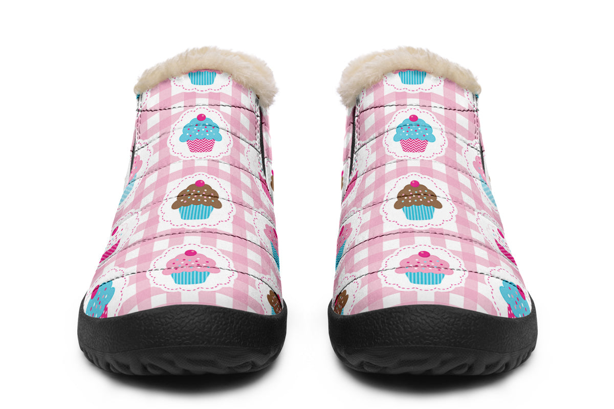 Pink Gingham Cupcakes Winter Shoes