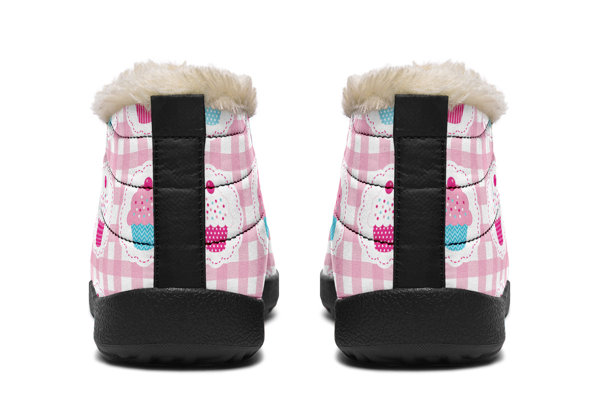 Pink Gingham Cupcakes Winter Shoes