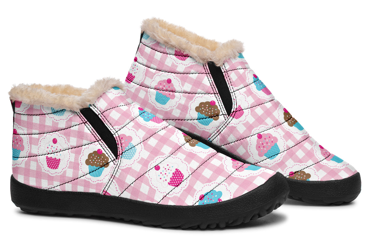 Pink Gingham Cupcakes Winter Shoes