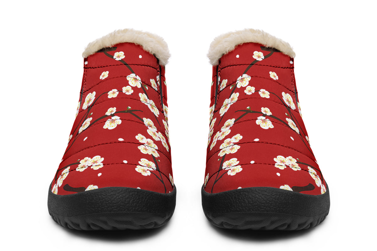 Plum Blossoms Winter Shoes - Offbeat Sweetie