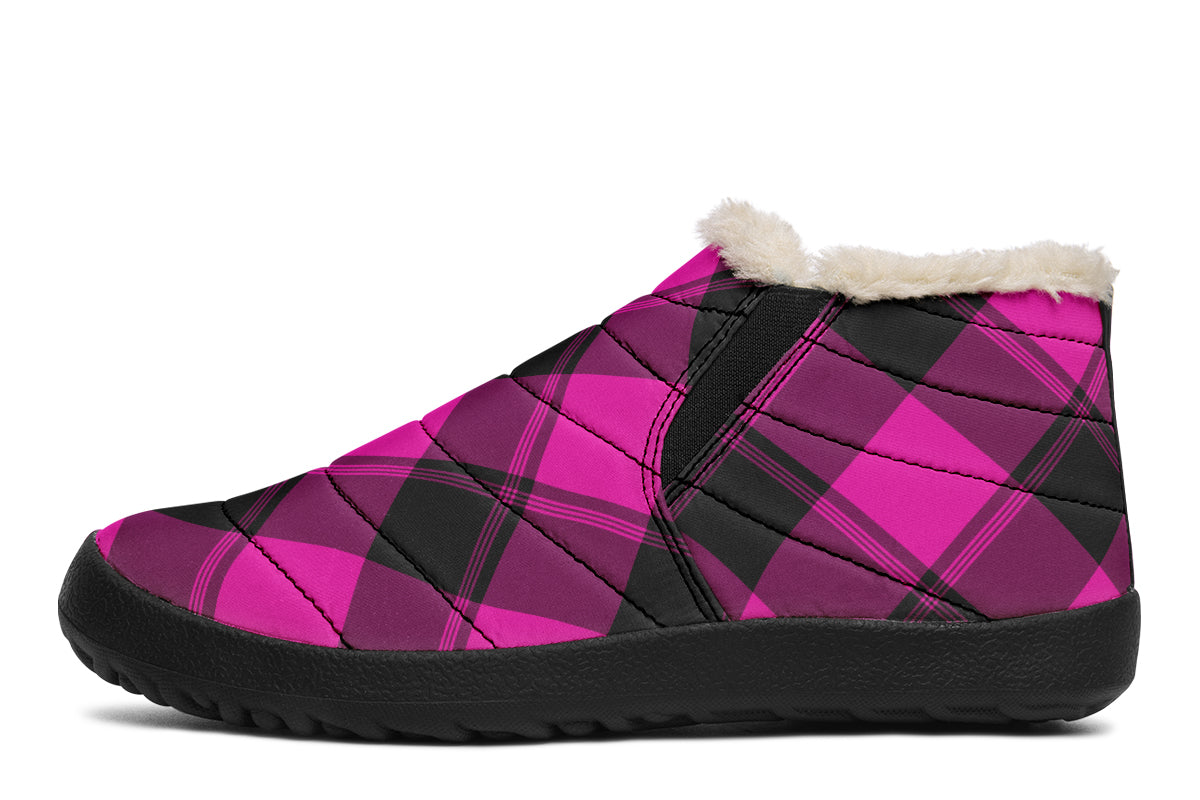 Pretty In Pink Plaid Winter Shoes