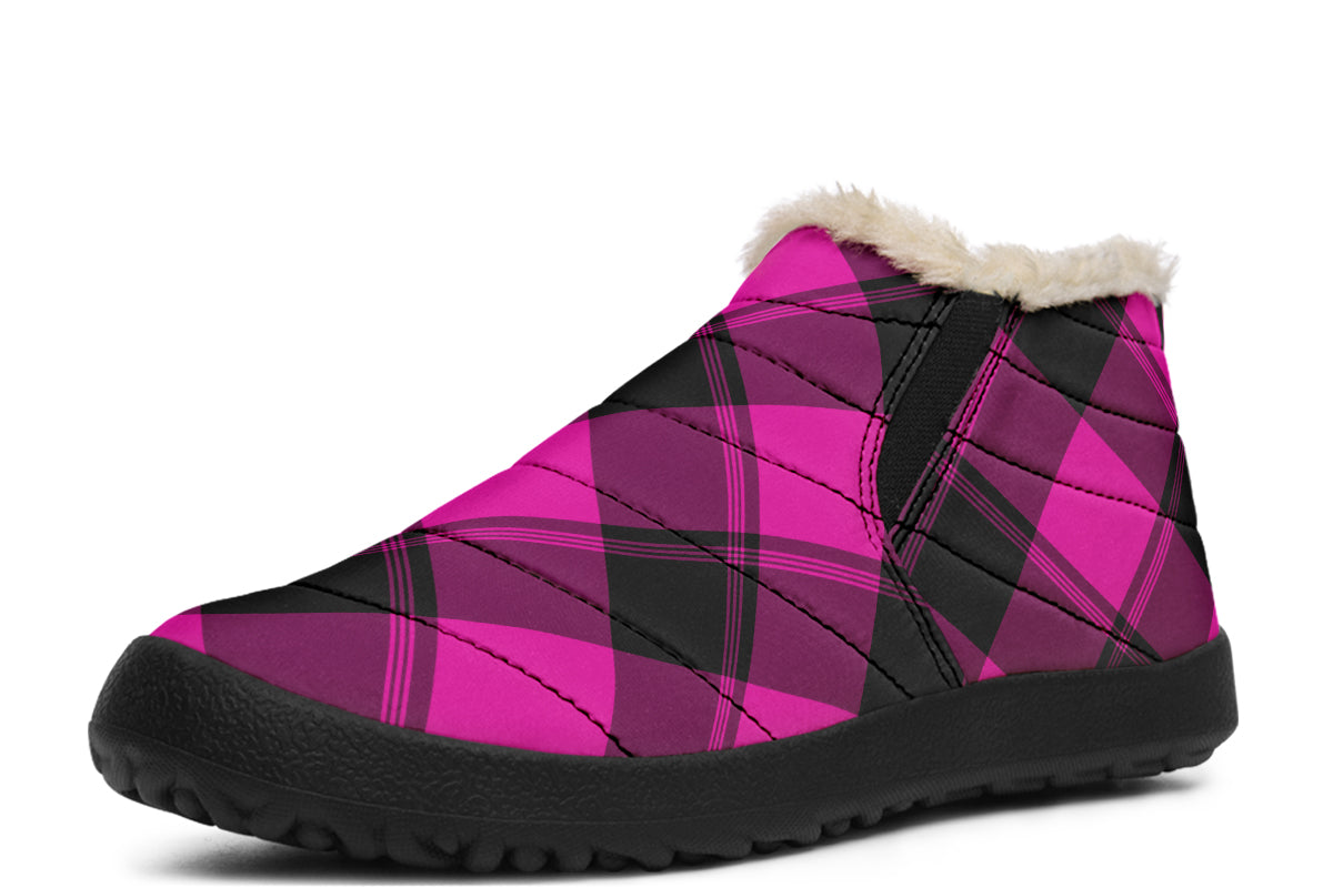 Pretty In Pink Plaid Winter Shoes