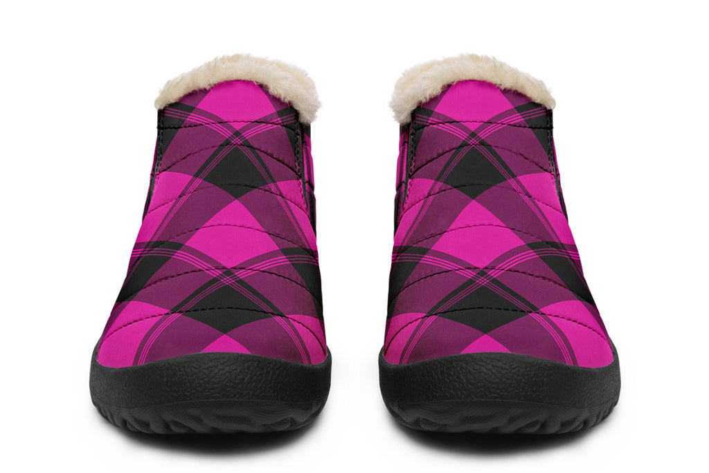 Pretty In Pink Plaid Winter Shoes