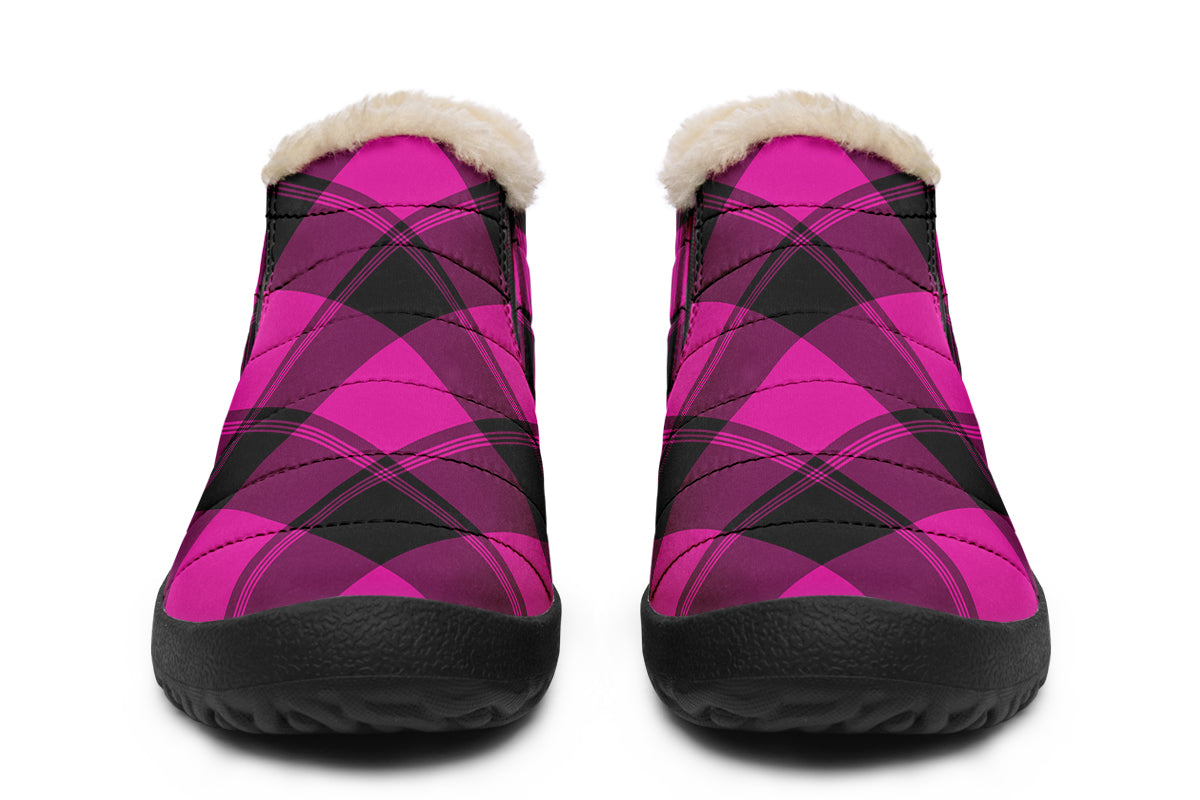 Pretty In Pink Plaid Winter Shoes