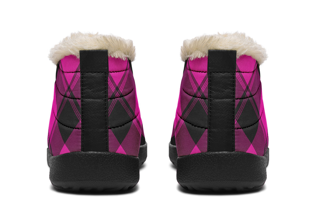 Pretty In Pink Plaid Winter Shoes