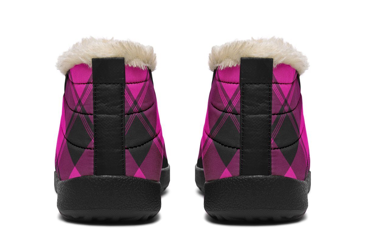 Pretty In Pink Plaid Winter Shoes