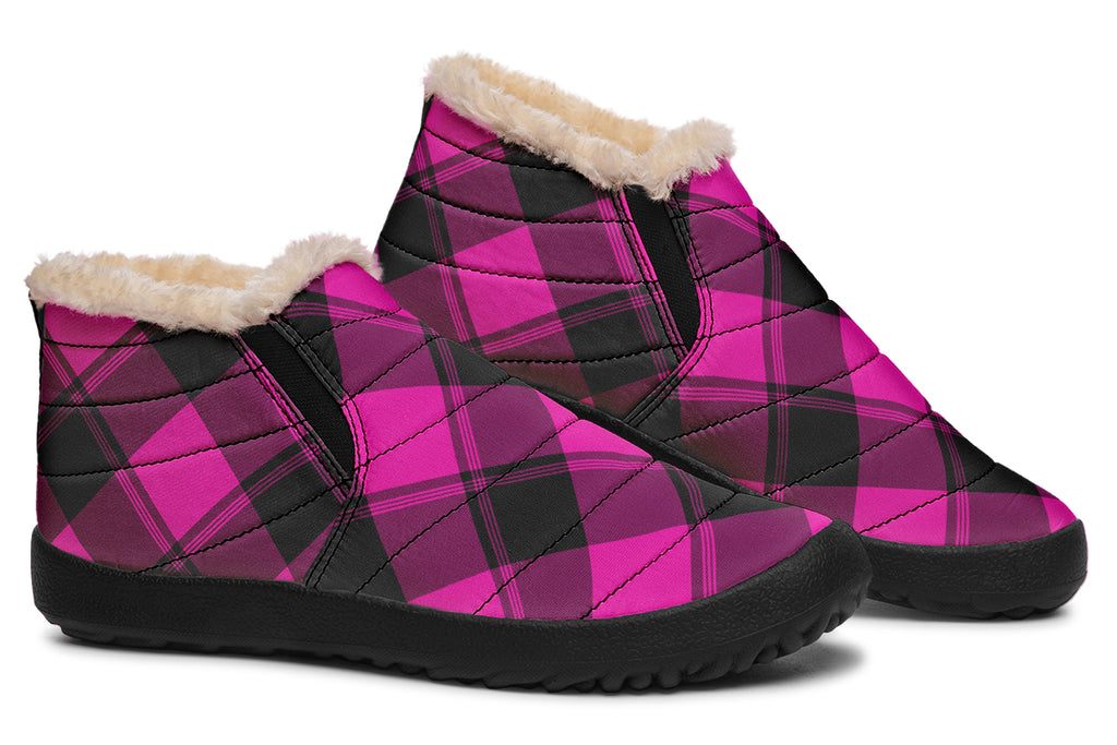 Pretty In Pink Plaid Winter Shoes