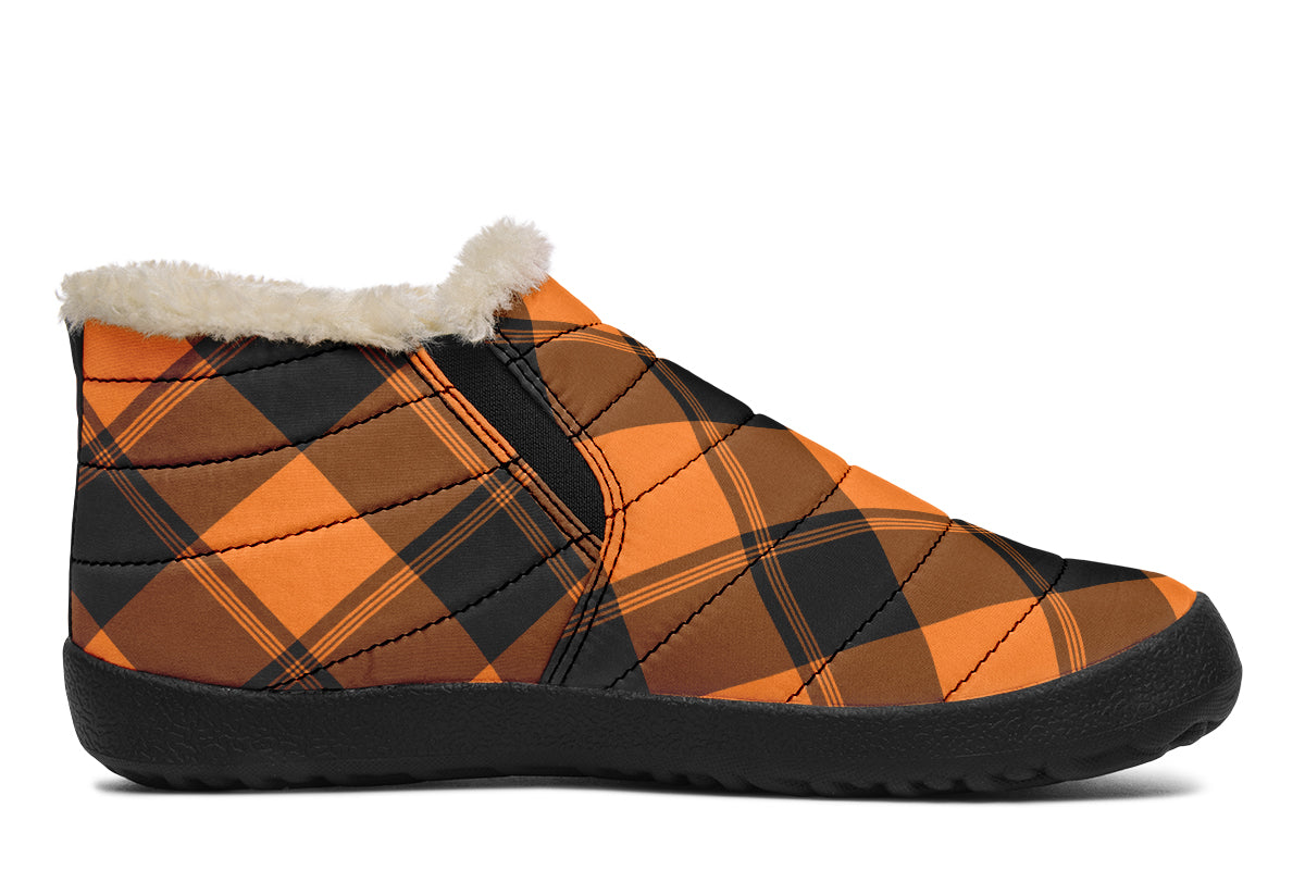 Pumpkin Pop Plaid Winter Shoes