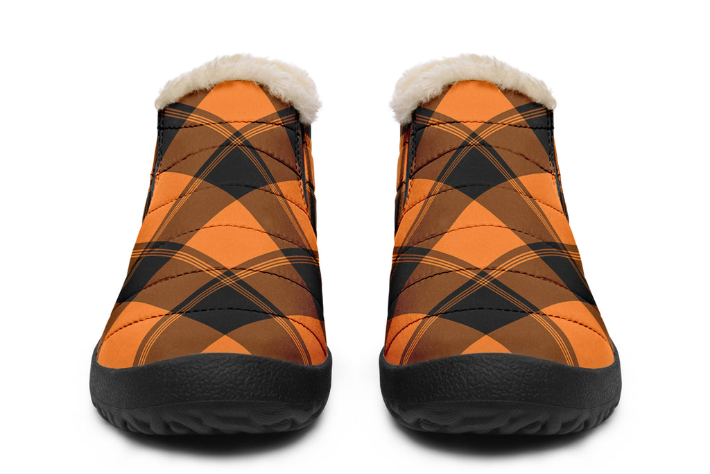 Pumpkin Pop Plaid Winter Shoes
