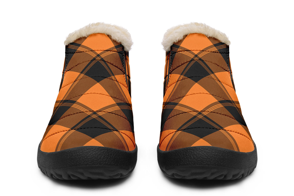 Pumpkin Pop Plaid Winter Shoes