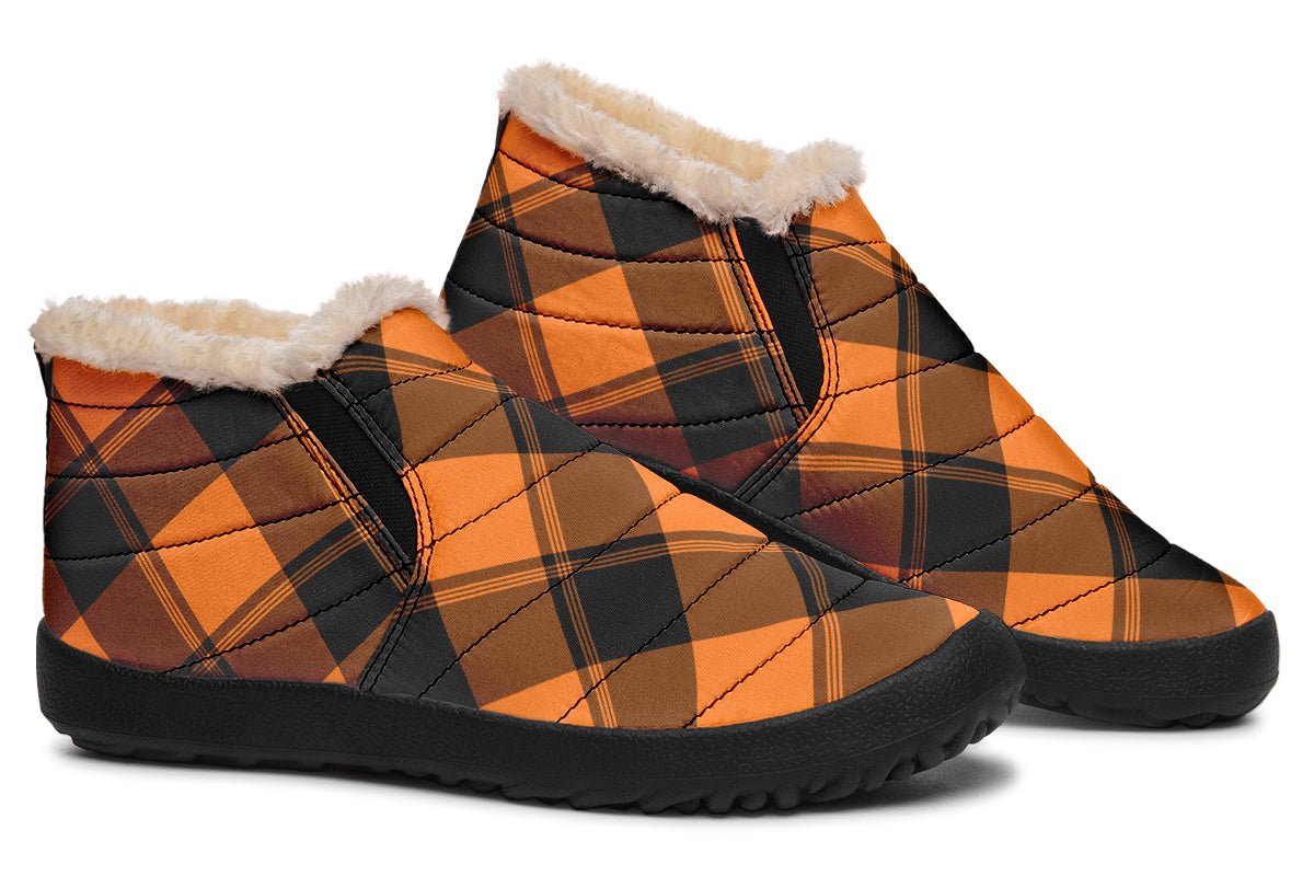 Pumpkin Pop Plaid Winter Shoes