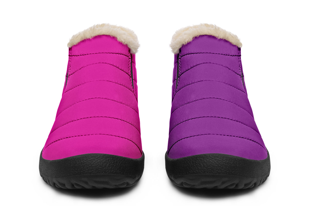 Purple And Pink Mismatched Winter Shoes - Offbeat Sweetie