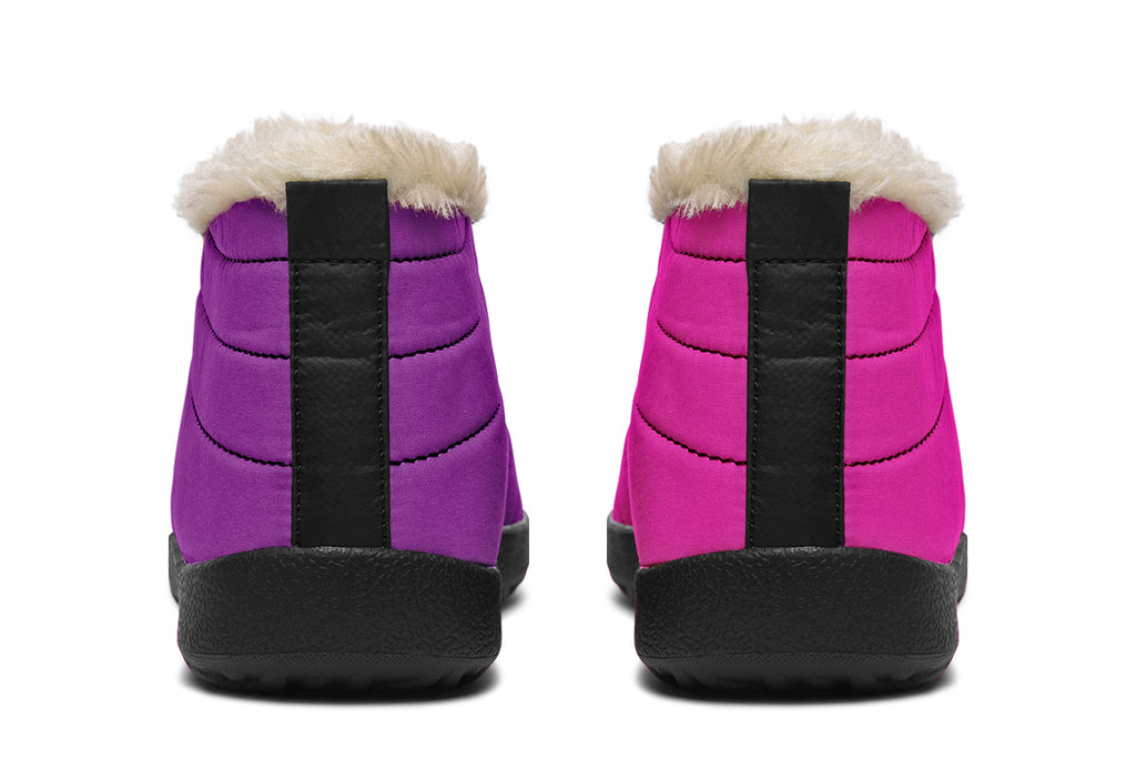 Purple And Pink Mismatched Winter Shoes - Offbeat Sweetie