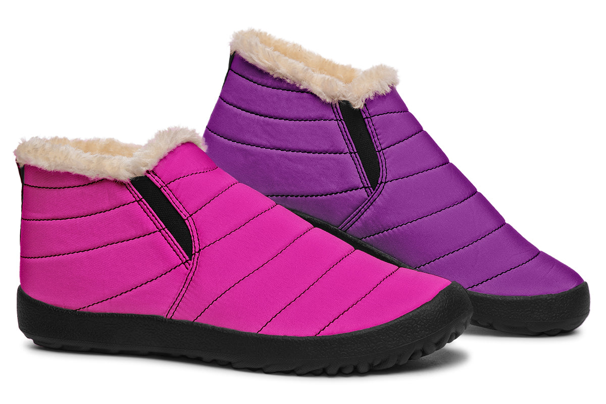 Purple And Pink Mismatched Winter Shoes - Offbeat Sweetie