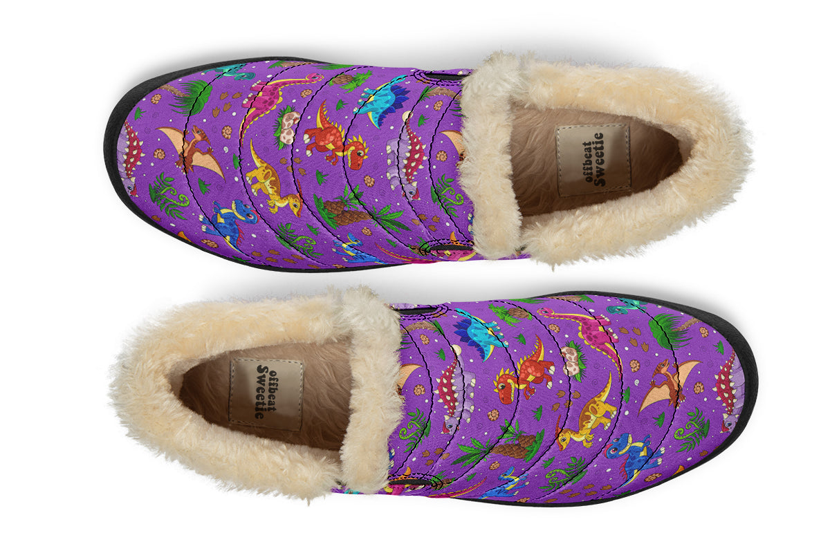 Purple Dinos Winter Shoes - Offbeat Sweetie