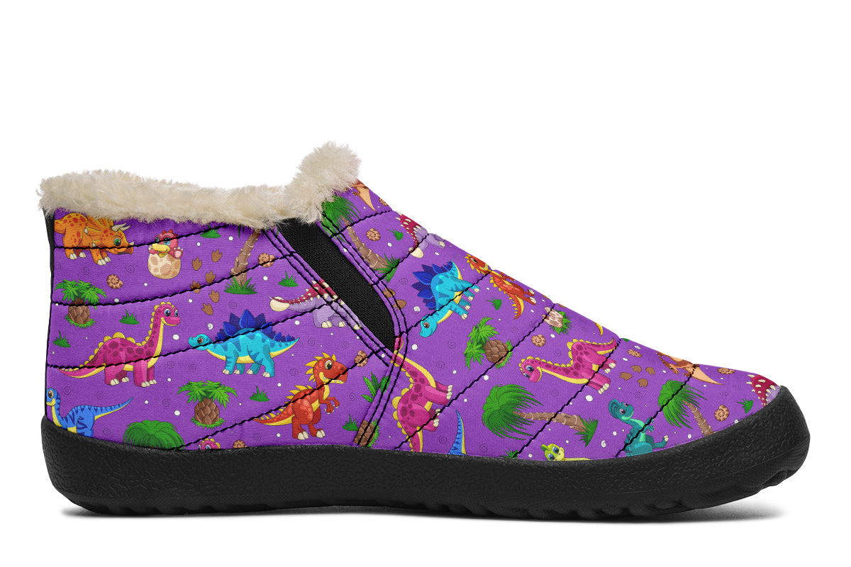 Purple Dinos Winter Shoes - Offbeat Sweetie