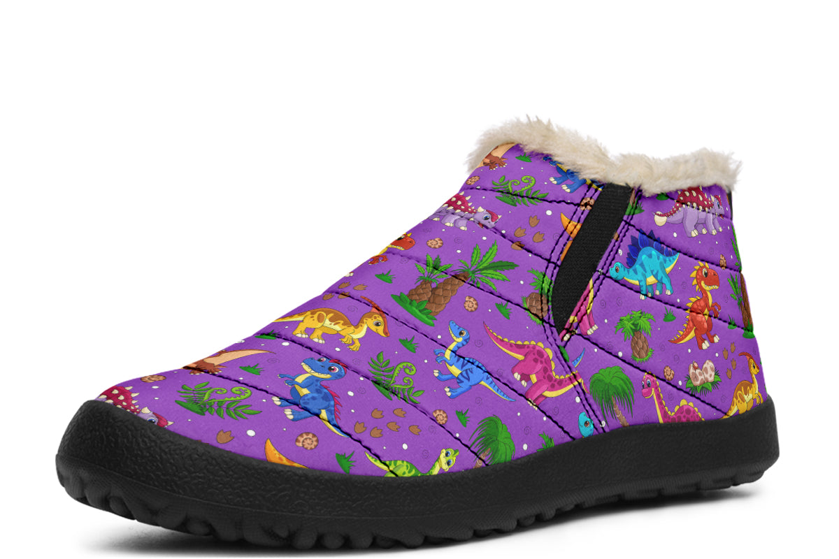 Purple Dinos Winter Shoes - Offbeat Sweetie