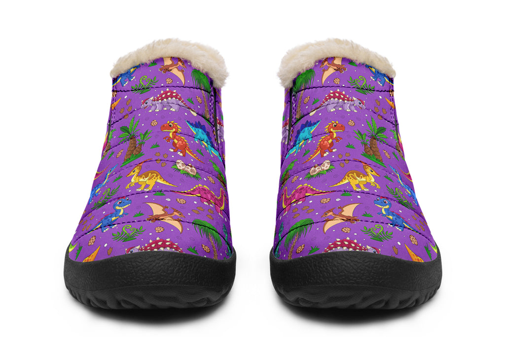 Purple Dinos Winter Shoes - Offbeat Sweetie