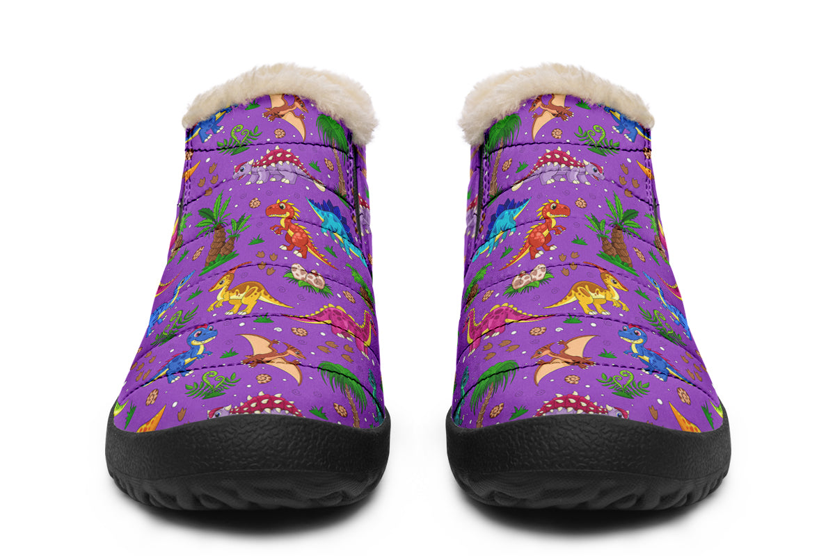 Purple Dinos Winter Shoes - Offbeat Sweetie