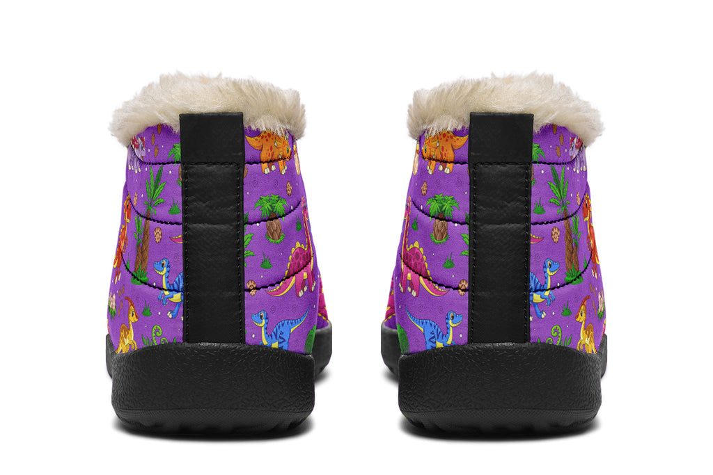 Purple Dinos Winter Shoes - Offbeat Sweetie