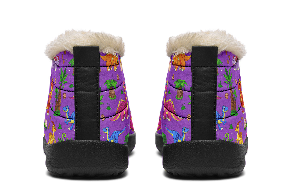 Purple Dinos Winter Shoes - Offbeat Sweetie