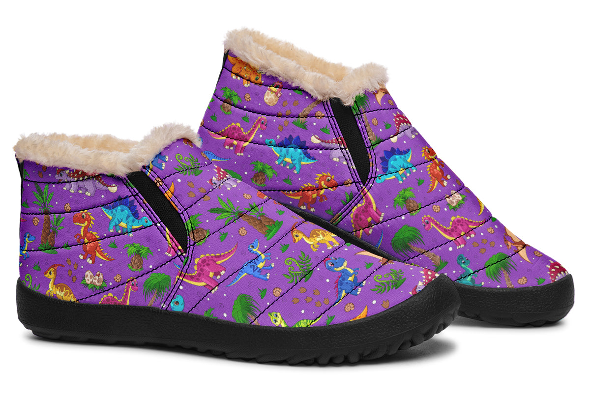 Purple Dinos Winter Shoes - Offbeat Sweetie