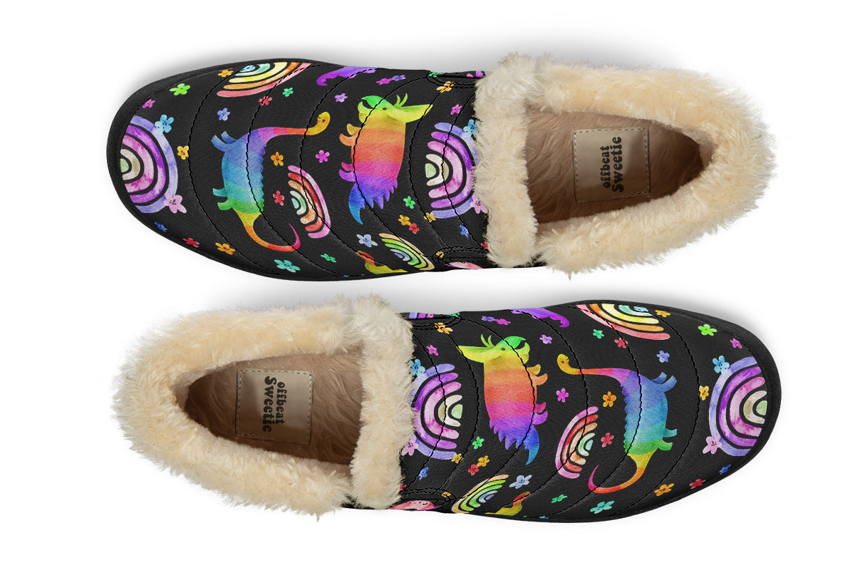 Rainbow Dinos Winter Shoes - Offbeat Sweetie