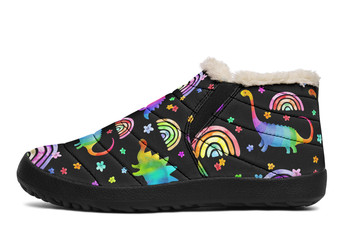 Rainbow Dinos Winter Shoes - Offbeat Sweetie