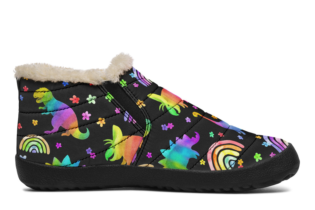 Rainbow Dinos Winter Shoes - Offbeat Sweetie
