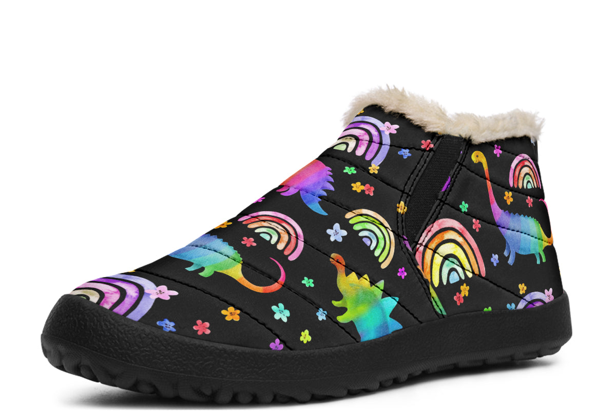 Rainbow Dinos Winter Shoes - Offbeat Sweetie