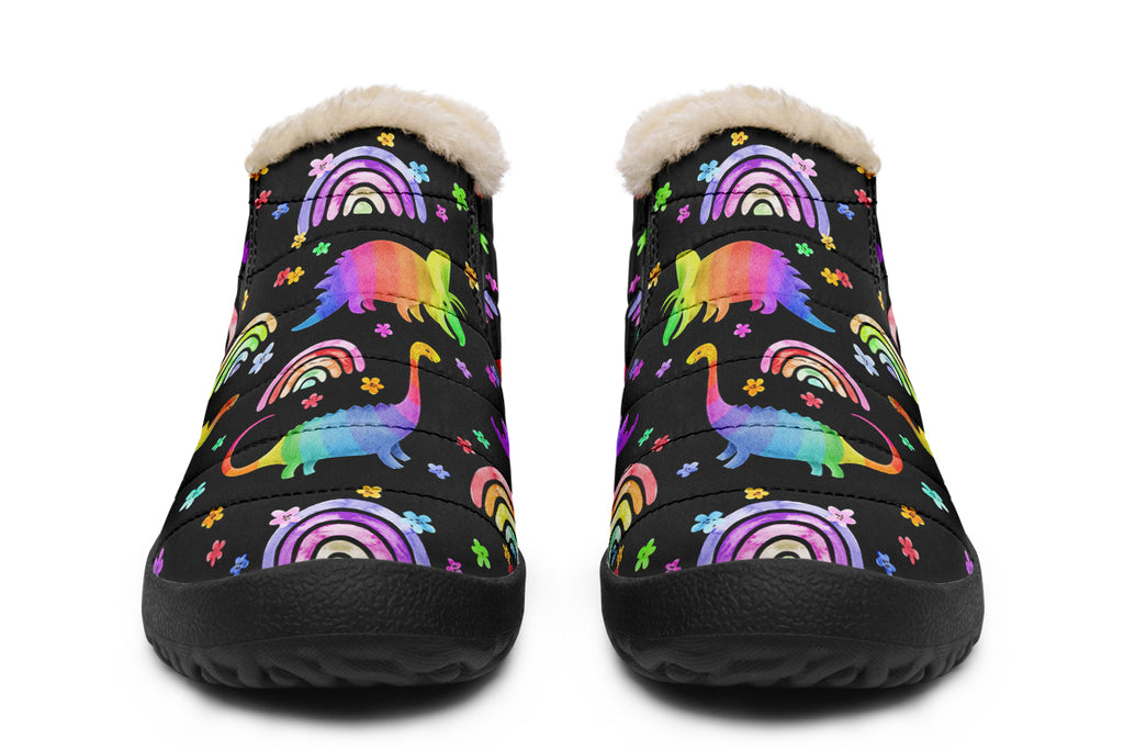 Rainbow Dinos Winter Shoes - Offbeat Sweetie