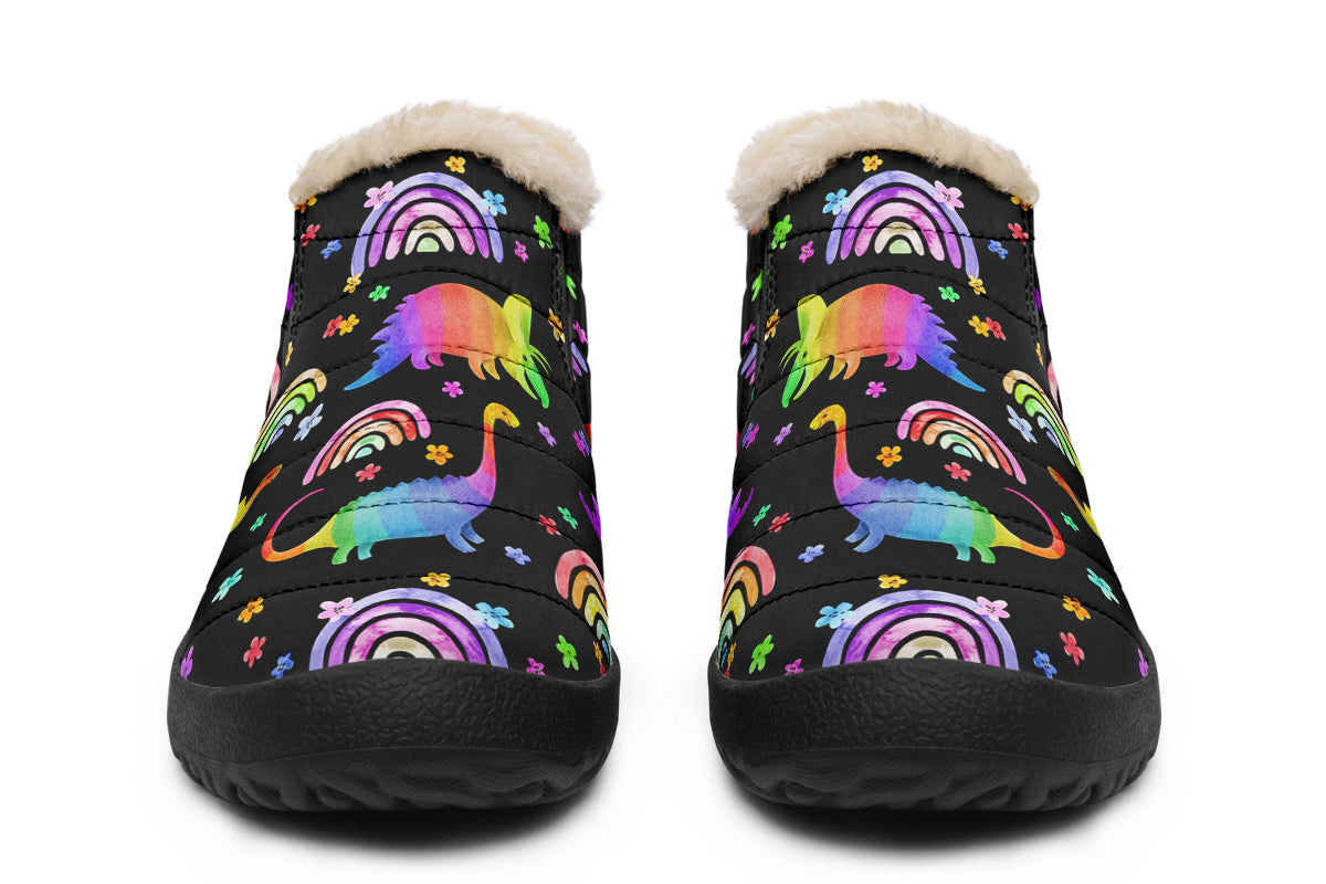 Rainbow Dinos Winter Shoes - Offbeat Sweetie