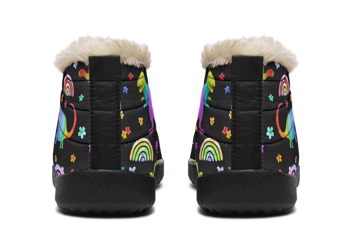 Rainbow Dinos Winter Shoes - Offbeat Sweetie