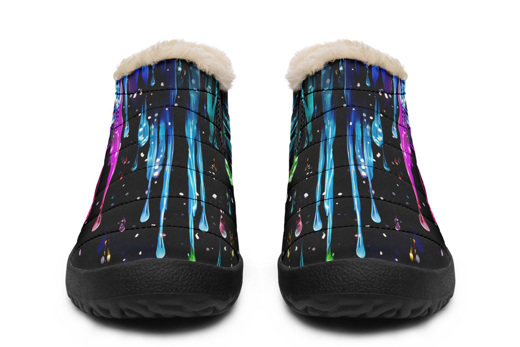 Rainbow Drips Winter Shoes - Offbeat Sweetie