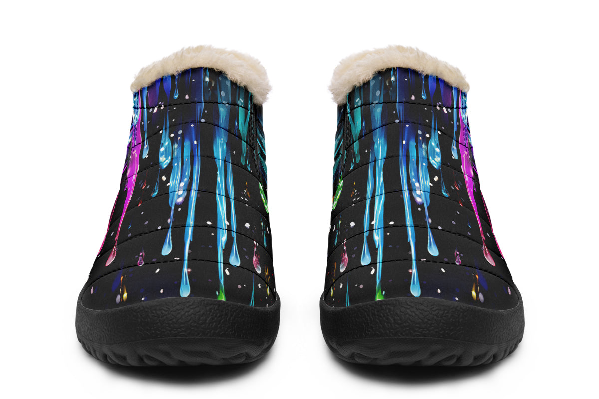 Rainbow Drips Winter Shoes - Offbeat Sweetie