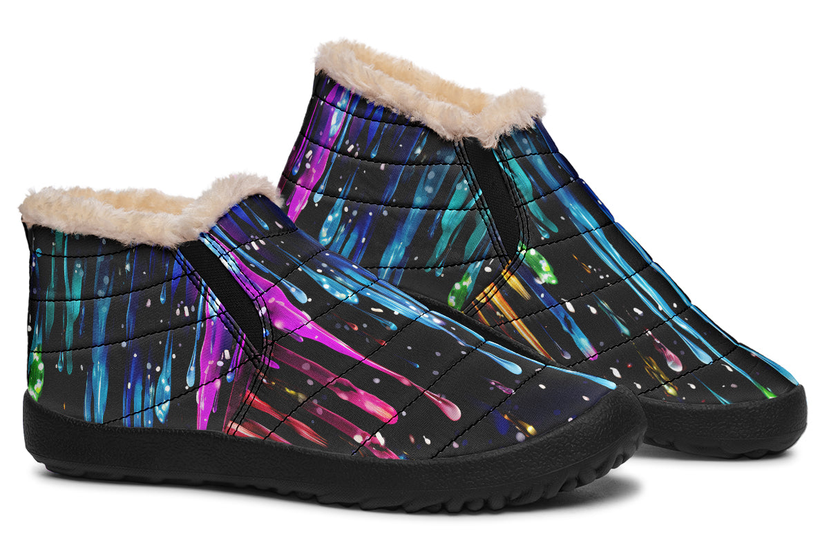 Rainbow Drips Winter Shoes - Offbeat Sweetie