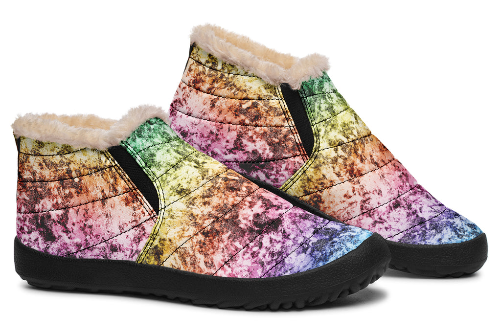 Rainbow Grunge Winter Shoes - Offbeat Sweetie