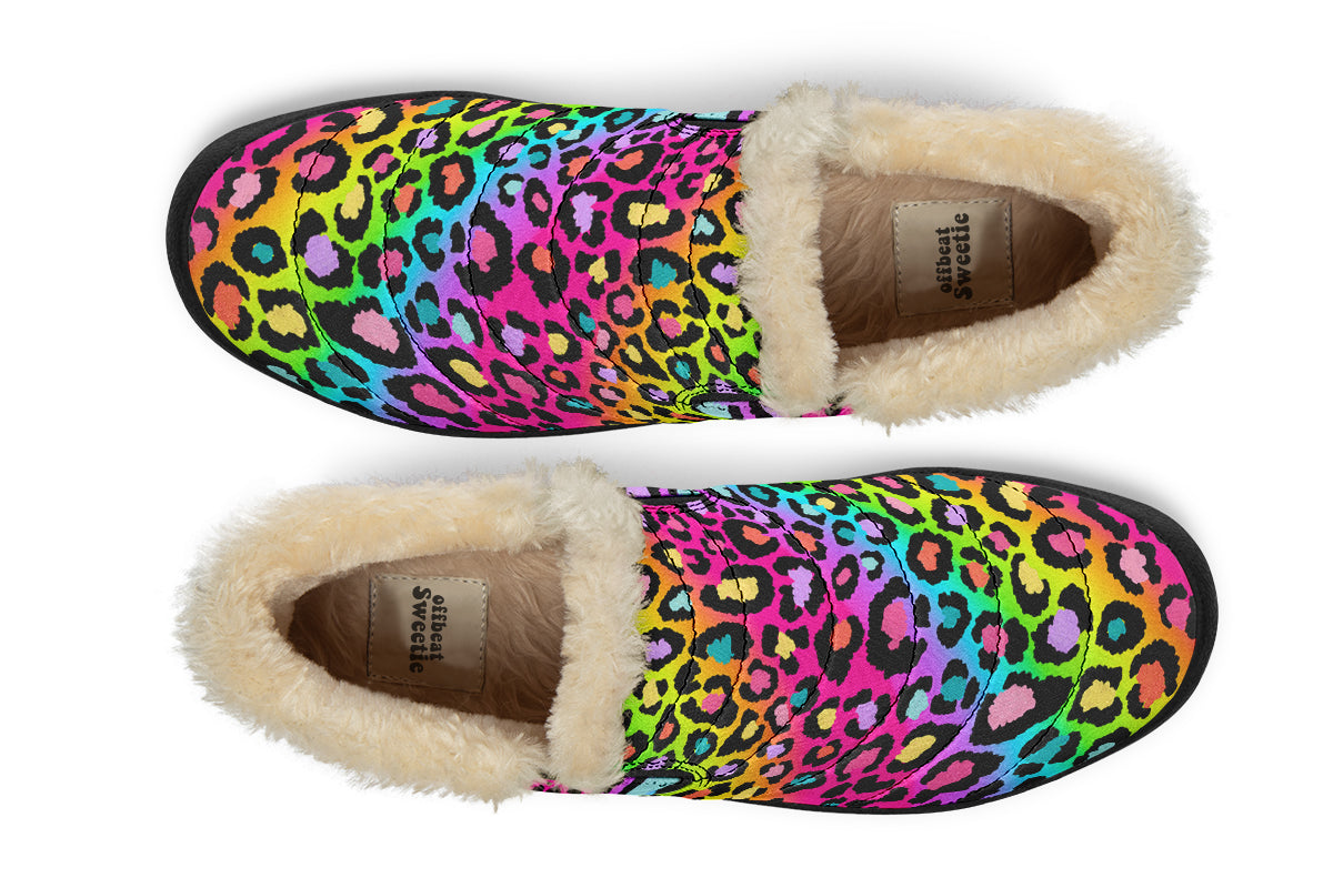 Rainbow Leopard Winter Shoes - Offbeat Sweetie