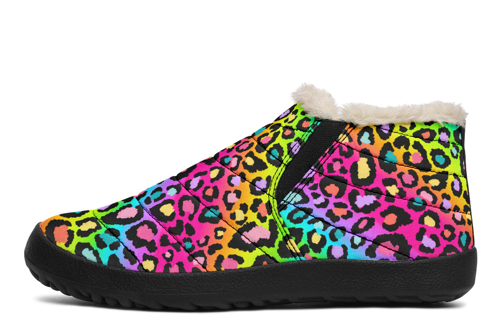 Rainbow Leopard Winter Shoes - Offbeat Sweetie