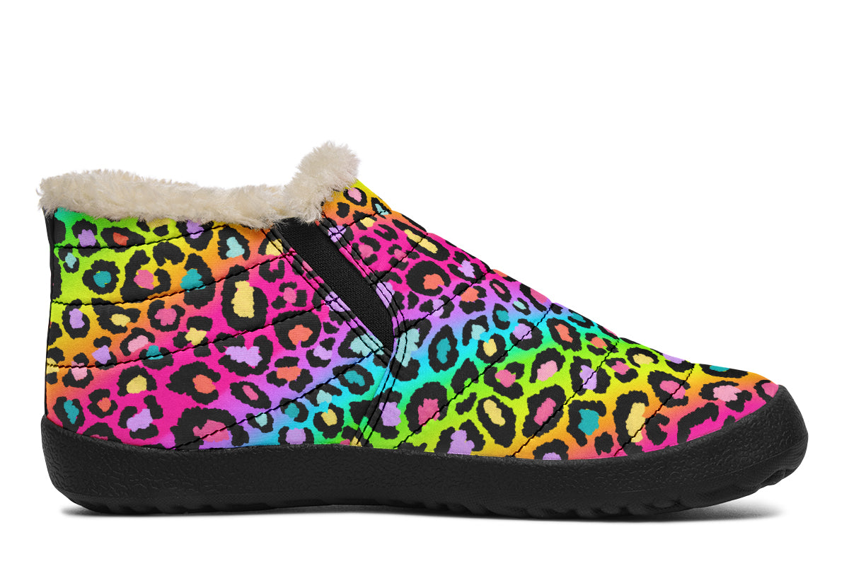 Rainbow Leopard Winter Shoes - Offbeat Sweetie