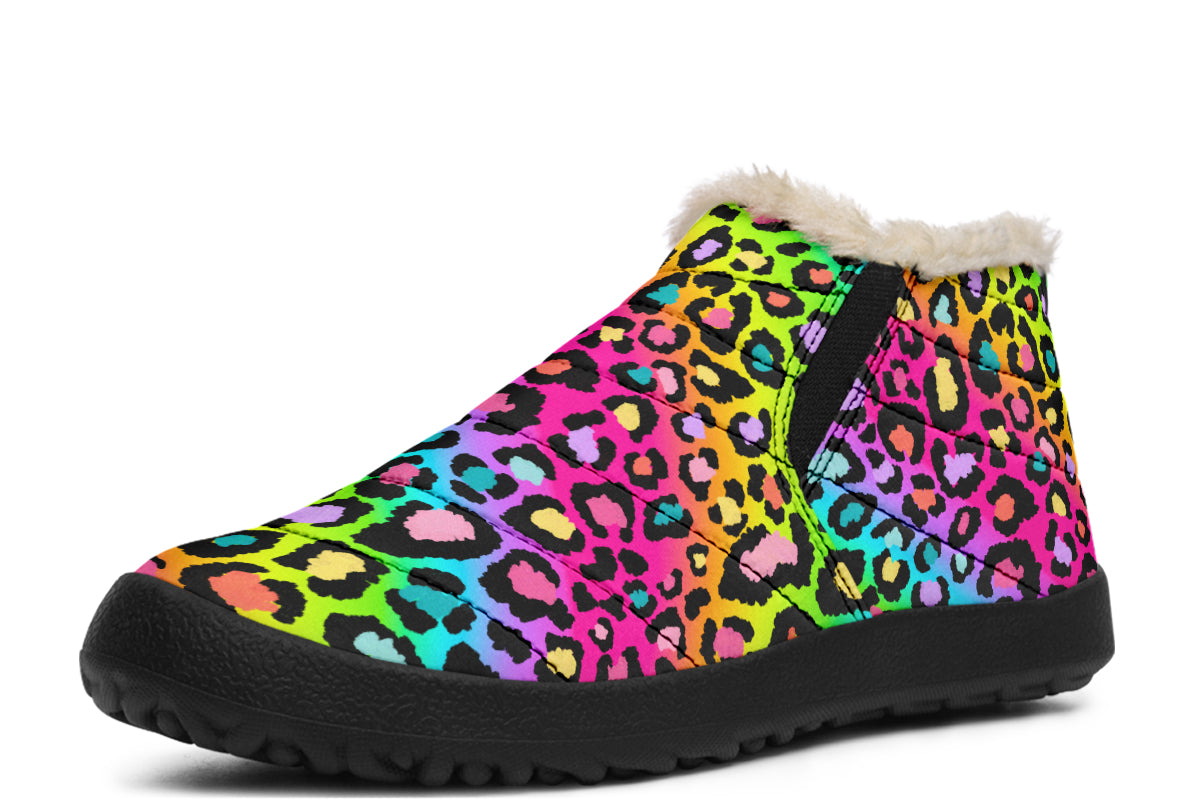 Rainbow Leopard Winter Shoes - Offbeat Sweetie