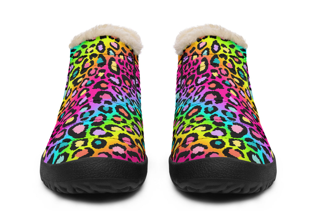Rainbow Leopard Winter Shoes - Offbeat Sweetie