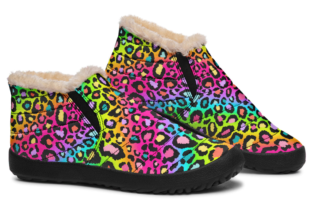 Rainbow Leopard Winter Shoes - Offbeat Sweetie