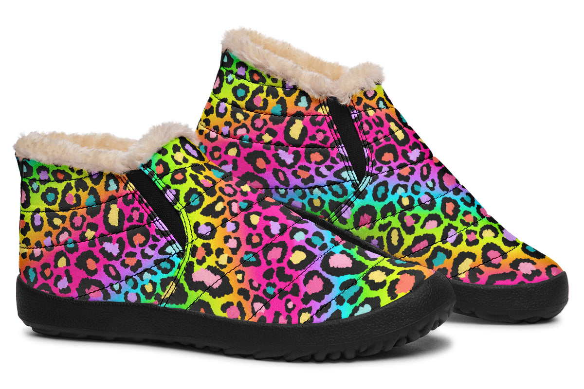 Rainbow Leopard Winter Shoes - Offbeat Sweetie