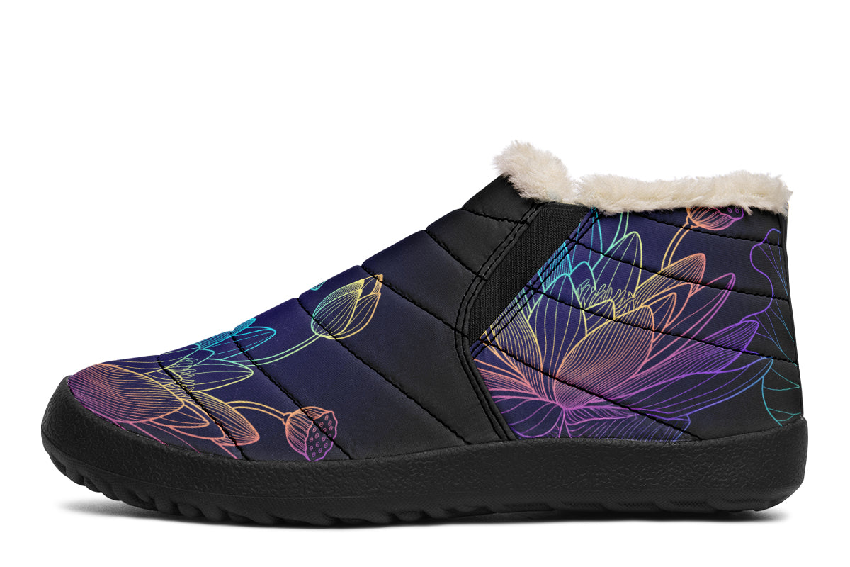 Rainbow Lotus Flowers Winter Shoes - Offbeat Sweetie