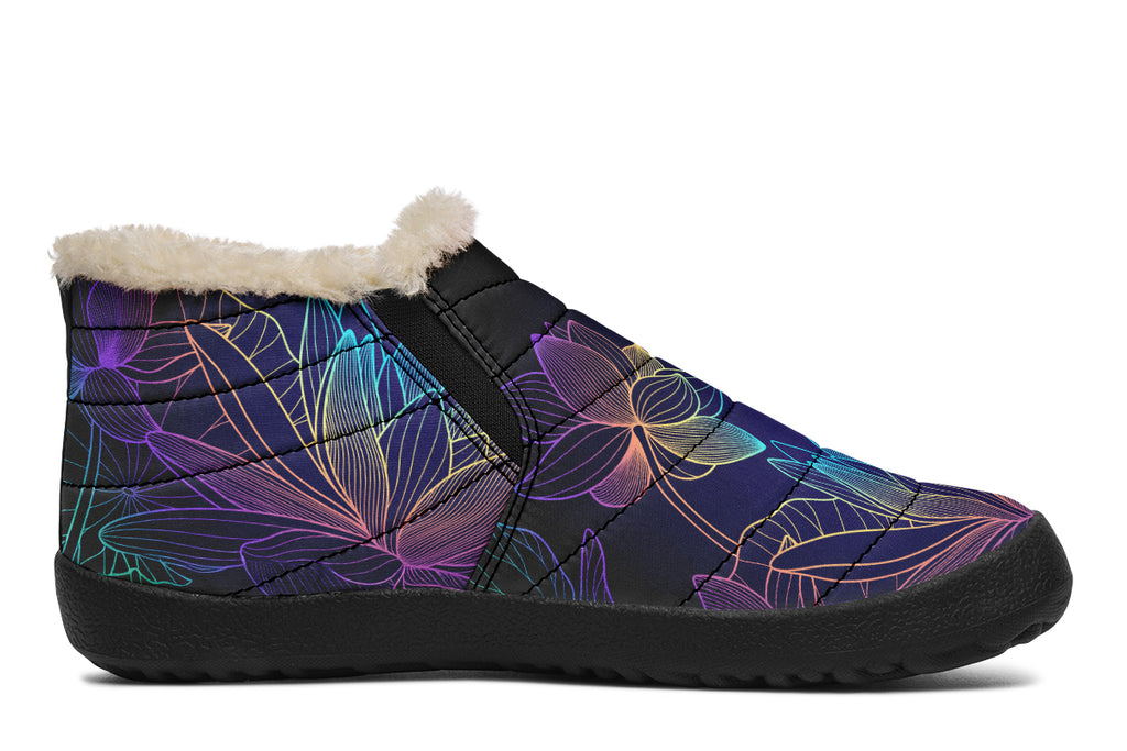 Rainbow Lotus Flowers Winter Shoes - Offbeat Sweetie